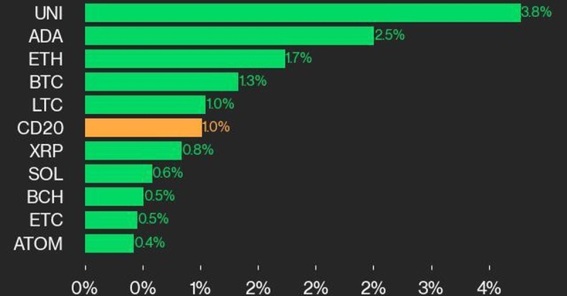 CoinDesk 20 Performance Update: UNI leads with 3.8% Gains as Index Rises