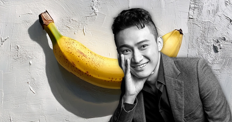 Justin Sun consumes the $6.2 million banana duct-taped to a wall